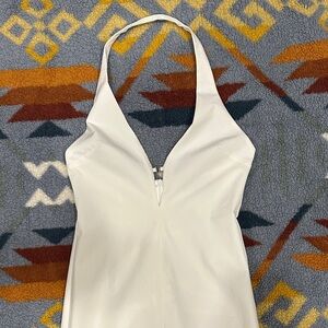 Zara White Halter Backless Dress
